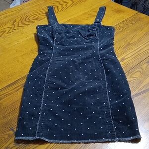 FOREVER 21 Womens Dress SMALL BLACK Preowned Summer Spring POLKA DOTS CORDUROY